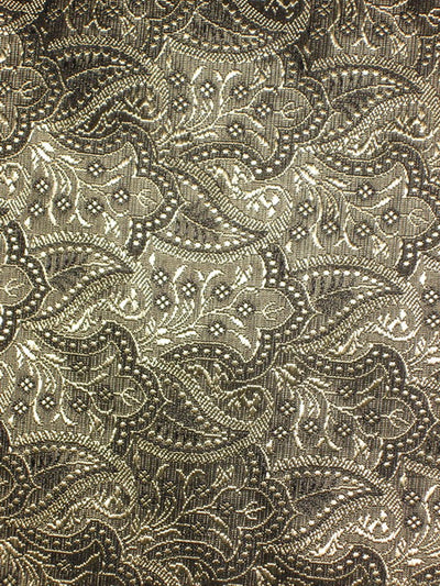 SILK BROCADE FABRIC Gold &amp; Black colour 44" wide BRO160[6]