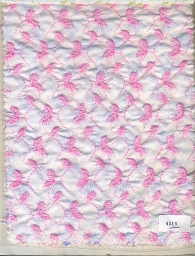 cotton organdy heavy embroidery~small pink floral