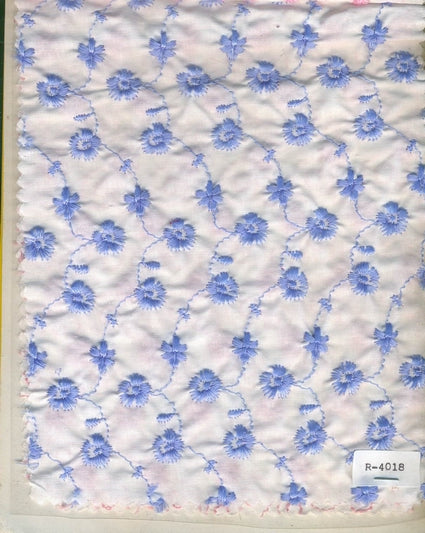 cotton organdy heavy embroidery~small blue floral