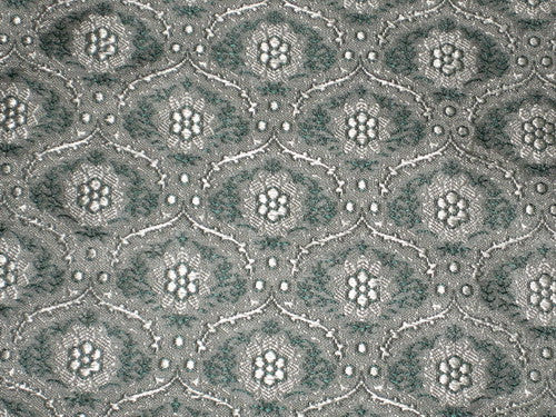 SILK BROCADE FABRIC Teal &amp; Grey color 44" WIDE BRO169[6]