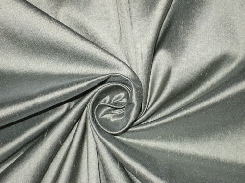 Pure SILK Dupioni FABRIC Minty Grey color