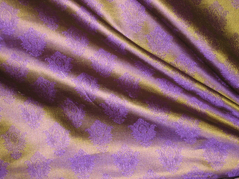 Silk Brocade Fabric Iridescent Green &amp; Purple 44" wide BRO162[1]