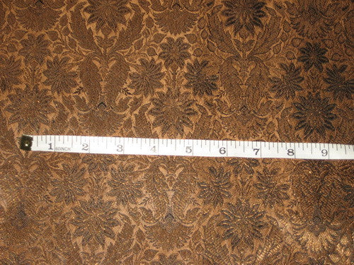 Silk Brocade Fabric Metallic Copper/Bronze & lack 44" wide BRO164[4]