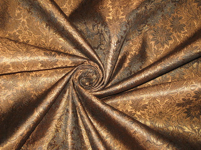 Silk Brocade Fabric Metallic Copper/Bronze & lack 44" wide BRO164[4]