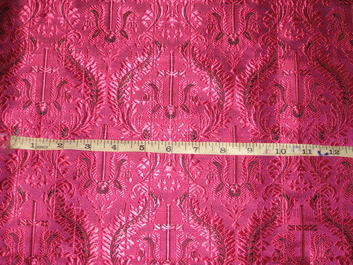 Pure SILK BROCADE vestment FABRIC Pink & Black color 44" wide BRO166[1]