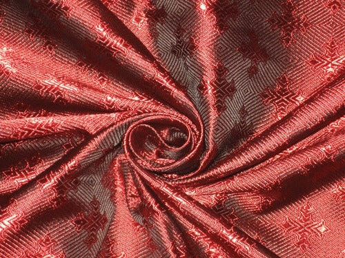 100% Silk Brocade Vestment Fabric Dark Red &amp; Black color 44" wide BRO167[5]