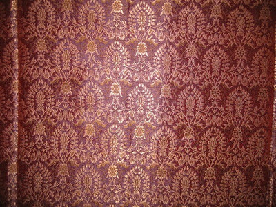 Silk Brocade Fabric Purple &amp; Metallic Gold color 44" wide BRO168[4]