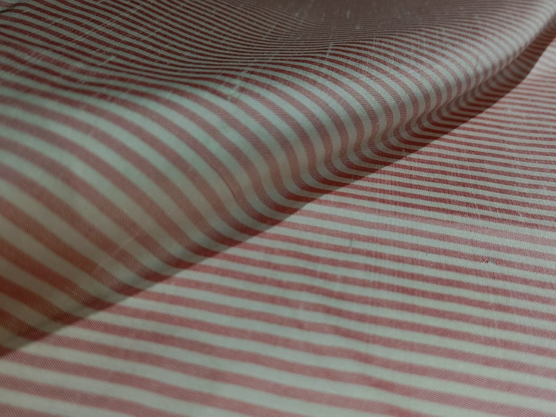 100% silk dupioni red and white stripe 54" wide DUPS5