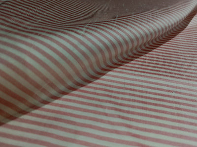 100% silk dupioni red and white stripe 54" wide DUPS5