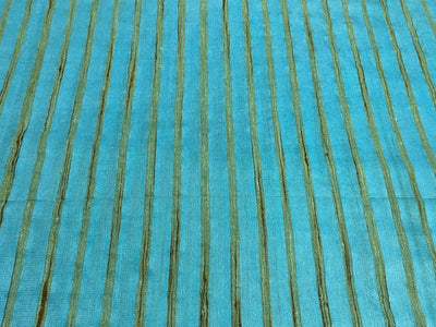 100% PURE SILK Dupioni blue color Stripes 54" wide