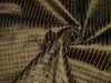 100% Silk DUPIONI Iridiscent Light Gold x Black Color Ribbed PLAIDS fabric DUPC70[2]