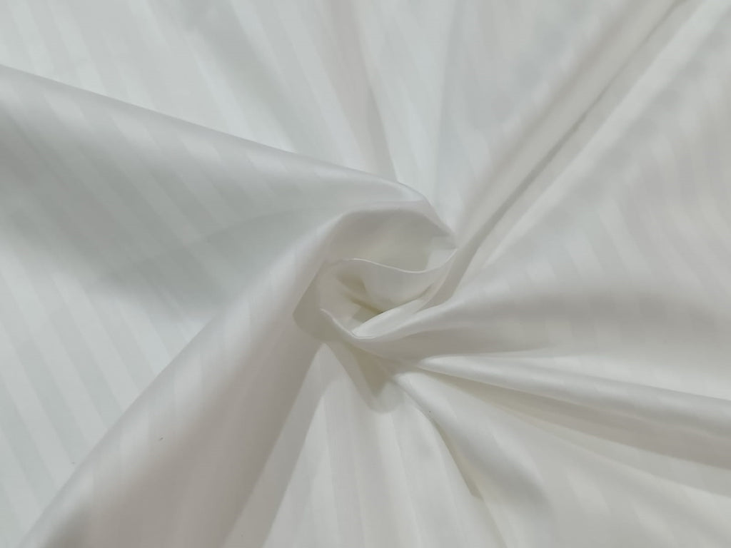 100% Cotton fabric satin stripe design Ivory 58" wide available in two styles