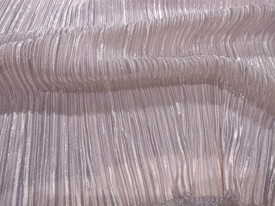 Light pink x Silver Lurex Pleated Fabric ~ 58&quot; wide