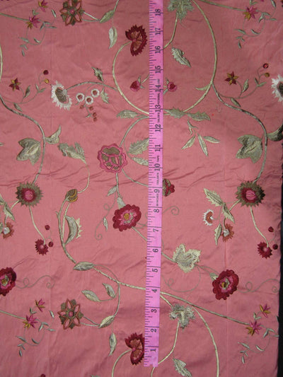 100% SILK DUPION CORAL FLORAL EMBROIDERY 54&quot; wide DUPE62[1]