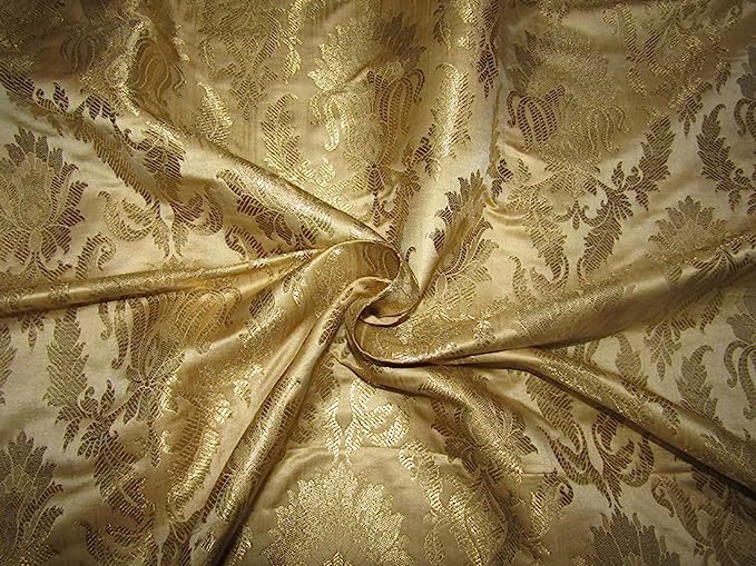 Silk Brocade Fabric Gold x Metallic Gold COLOR 44" WIDE BRO766[3]