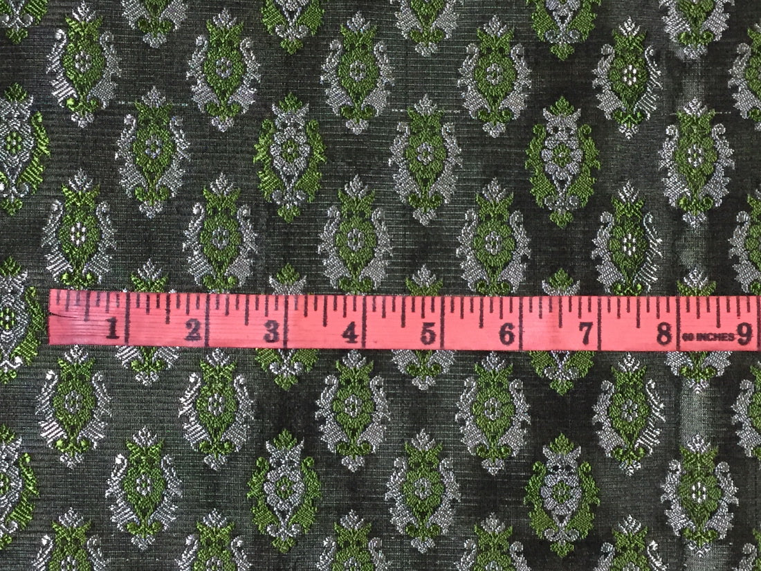 Silk Brocade fabric black green and silver4 color 44" wide BRO723[3]