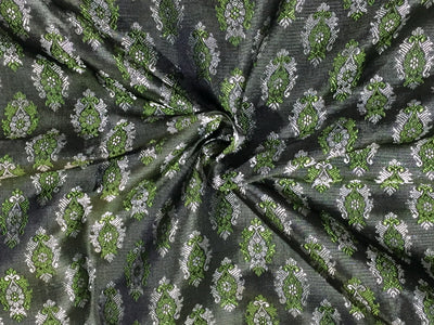 Silk Brocade fabric black green and silver4 color 44" wide BRO723[3]