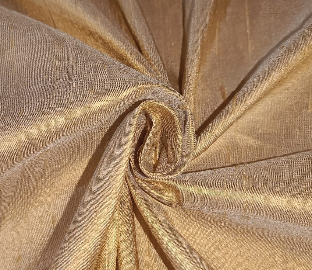 100% pure silk dupioni gold x ivory 108" with slubs fabric