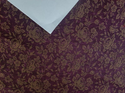 Silk Brocade fabric  gold roses available in two colors navy and aubergine 44" wide BRO854[1/2]