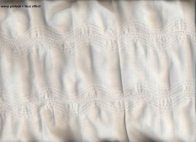 high quality cotton fabric with new pintucks 54&quot; wide with wavy pintuck embroidery  lace type embroidery-small holes - The Fabric Factory