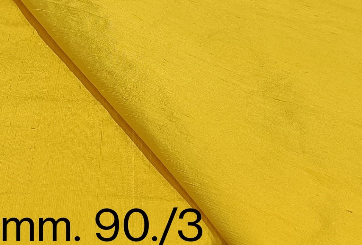 100% Pure SILK Dupion FABRIC BRIGHT YELLOW color 54&quot;wide with slubs*MM90[3]