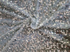 Blueish grey Net Fabric with silver color SEQUENCE lycra 58&quot; Wide FF36[7]