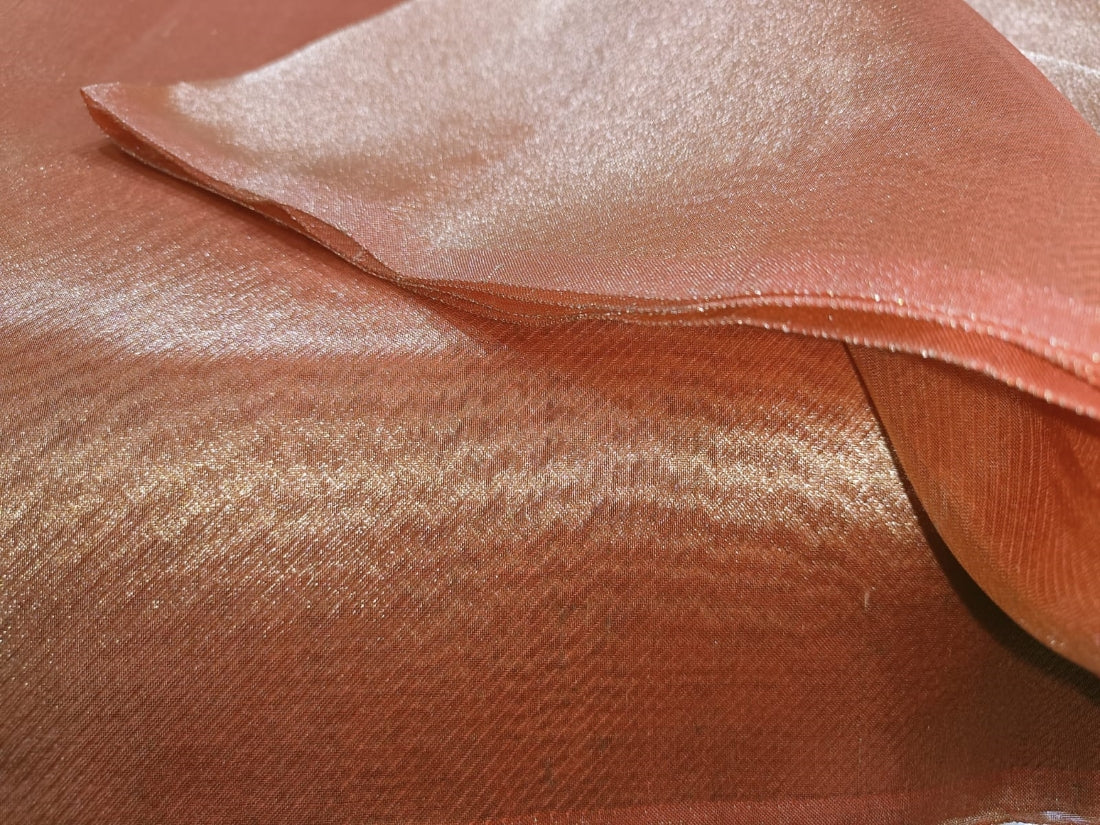 100% Silk metallic tissue organza stripe design 54" wide [12346]
