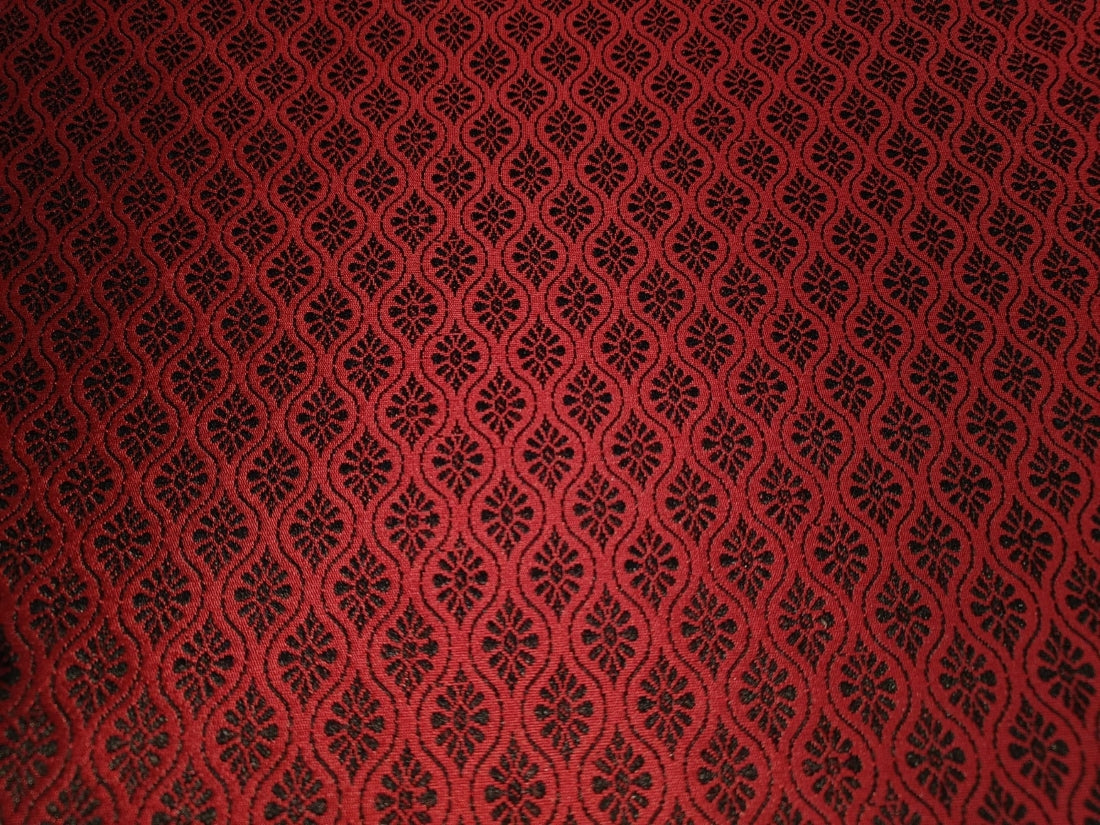 Brocade fabric Black &amp; Wine Red Colour 44" wide BRO42[7]