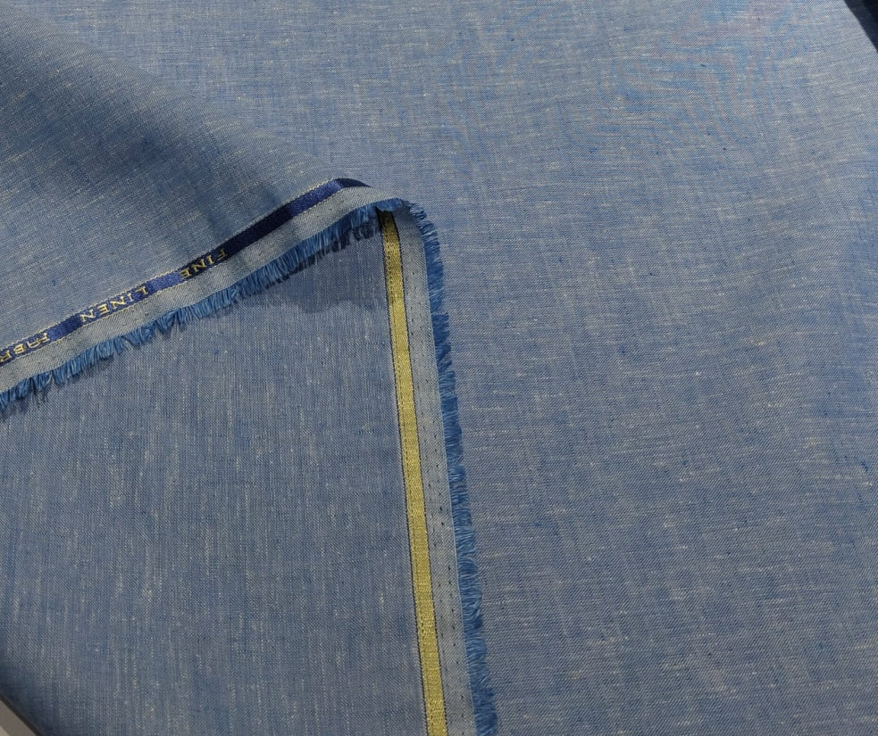 100% linen 60s lea Linen fabric Blue color 58" wide Roll