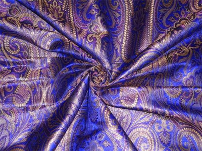 Silk Brocade Royal Blue with Metallic Gold color 44" wide BRO397[2]