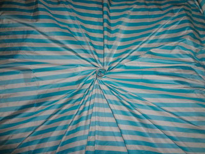 100 % silk taffeta sky blue and white colour stripe 54" wide [TAFS131]