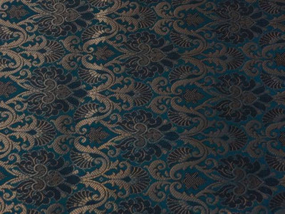 SPUN BROCADE FABRIC GREENISH BLUE WITH METALLIC GOLD COLOR 44" wide BRO383[1]