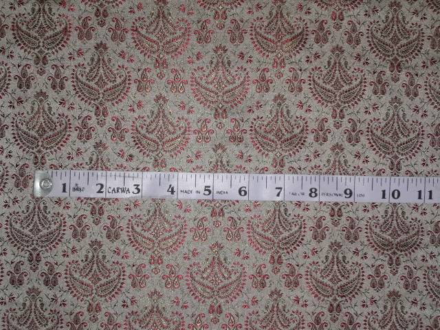 SILK BROCADE FABRIC GREY MAROON AND GREEN color 44" wide BRO382[4]