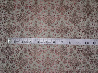 SILK BROCADE FABRIC GREY MAROON AND GREEN color 44" wide BRO382[4]