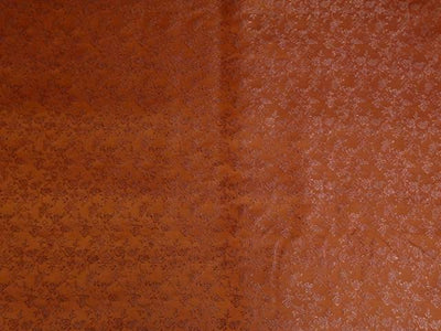 SILK BROCADE FABRIC REDDISH ORANGE color 44" wide BRO372[3]