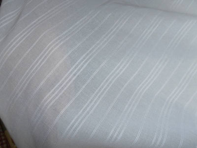 white cotton voile 58&quot; wide / jacquard thin stripes