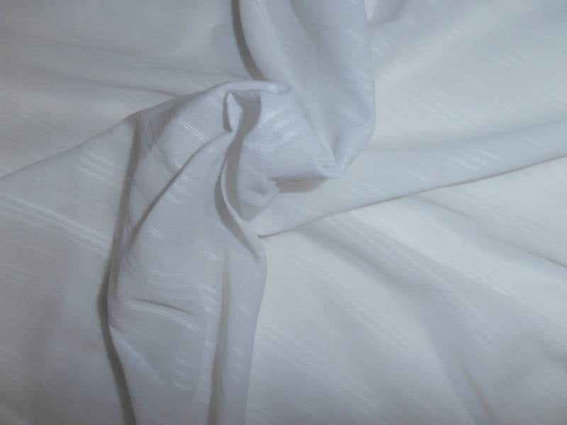 white cotton voile 58&quot; wide / jacquard thin stripes