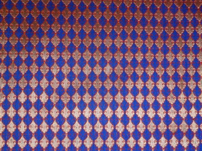 BROCADE FABRIC ROYAL BLUE RED WITH METALLIC COLOR 44" WIDE BRO403[5]