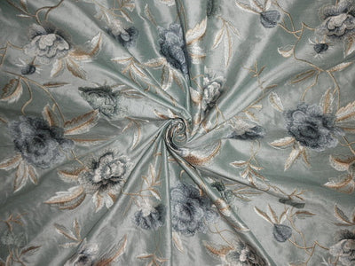 SILK Dupioni embroidery 54&quot;W-icy blueish green DUPE44