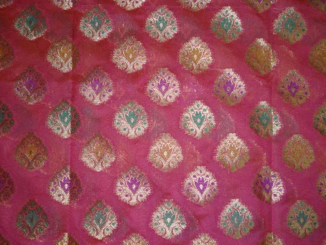 Silk Brocade Fabric Pink,Purple,Metallic Gold Colour 44" WIDE BRO409[6]