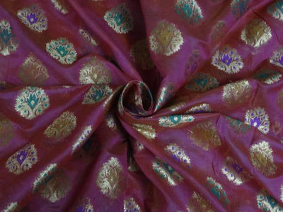 Silk Brocade Fabric Pink,Purple,Metallic Gold Colour 44" WIDE BRO409[6]
