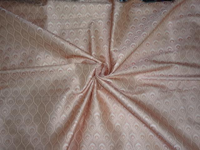 SILK BROCADE fabric CREAM,NUDE &amp; METALLIC ROSE GOLD 44&quot;