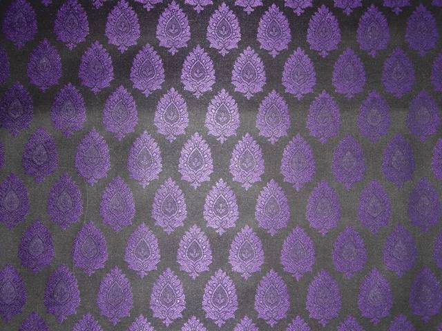 BROCADE JACQUARD FABRIC PURPLE &amp; BLACK