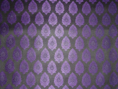 BROCADE JACQUARD FABRIC PURPLE &amp; BLACK