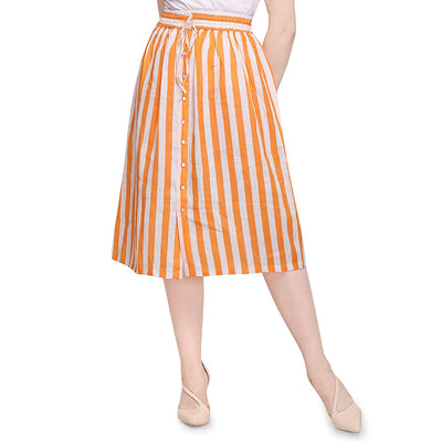 100% cotton fabric with satin stripes white x orange colour 58" wide[12778]