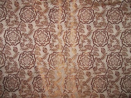 Silk Brocade fabric brown color 44" wide BRO747[1]