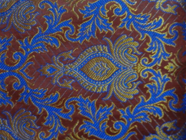 SILK BROCADE ROYAL BLUE,RED,METALLIC GOLD