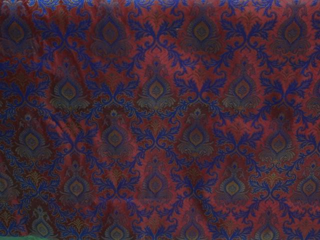 SILK BROCADE ROYAL BLUE,RED,METALLIC GOLD