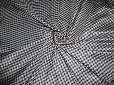 SILK TAFFETA FABRIC OF BLACK X WHITE CHECKS-54&quot; wide TAF#C45[2]