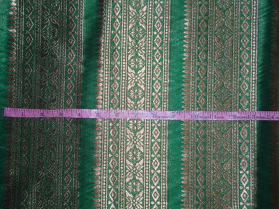 BROCADE FABRIC EMERALD GREEN X METALLIC GOLD COLOR 65&quot;INCHES